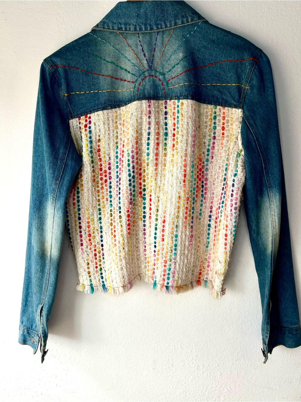 Judith March Woven Pastel Sunburst Denim Jacket Size Small 🌈 - Picture 5 of 11